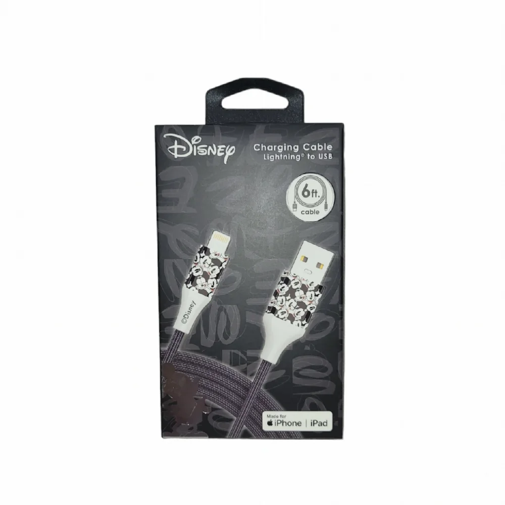 Disney Mickey Mouse 6Ft iPhone/Ipad Charging Cable Lightning To USB - New